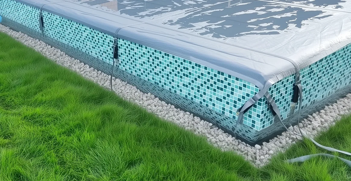 Покрывало для бассейна под снегом — защита зимой в Таганроге